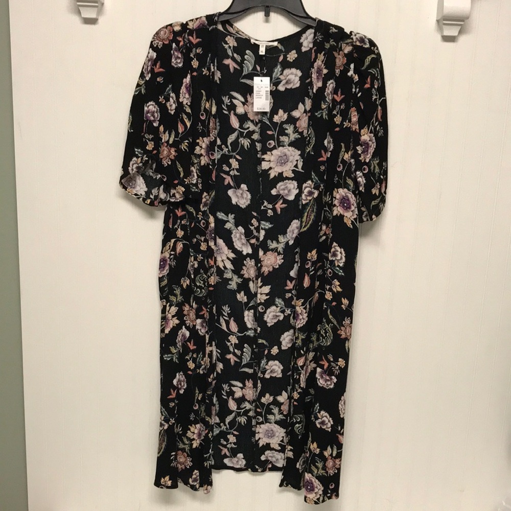 Maurices Black Floral Duster